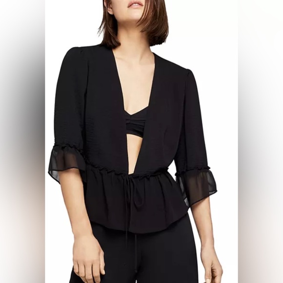 New With Tags! BCBG chiffon trim jacket/blazer - Size S Black - Picture 1 of 5